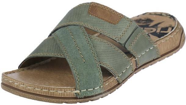 Rieker Groene herenslipper van synthetisch leer met unieke zool Green Heren - Foto 9