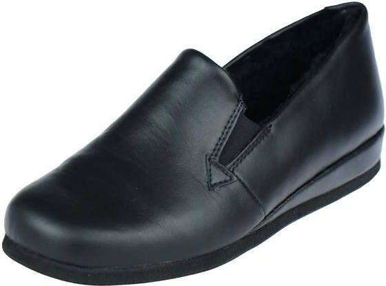 Rohde Zwarte Leren Heren Pantoffels Gesloten Lamsvacht Gevoerd Zwart - Foto 8