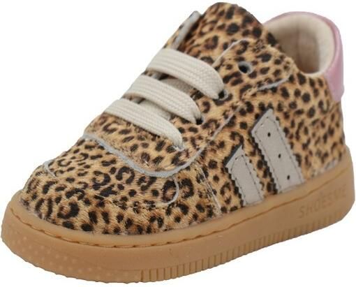 Shoesme leren sneakers met ponyhair en panterprint beige zwart - Foto 6