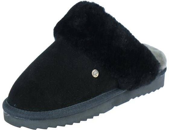 Warmbat Pantoffels Dames Sloffen Instappers Wol Harde zool Open hiel Flurry Zwart - Foto 14