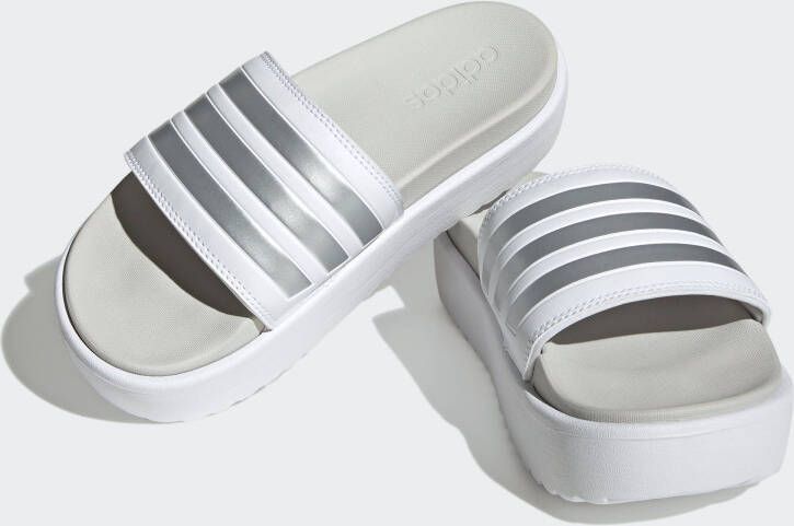 Adidas Women's Adilette Platform Slides Sandalen wit grijs - Foto 2