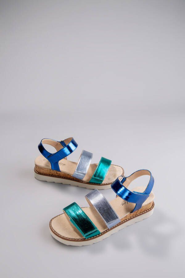Aniston SHOES Sleehaksandaaltjes sandaal zomerschoen klittenbandschoen metallic-look nieuwe collectie
