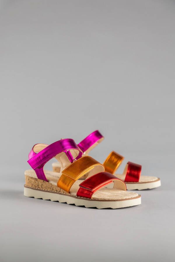 Aniston SHOES Sleehaksandaaltjes sandaal zomerschoen klittenbandschoen metallic-look nieuwe collectie