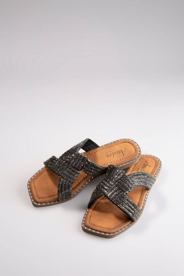 Aniston SHOES Slippers flat zomerschoen strand schoen glitterstenen nieuwe collectie