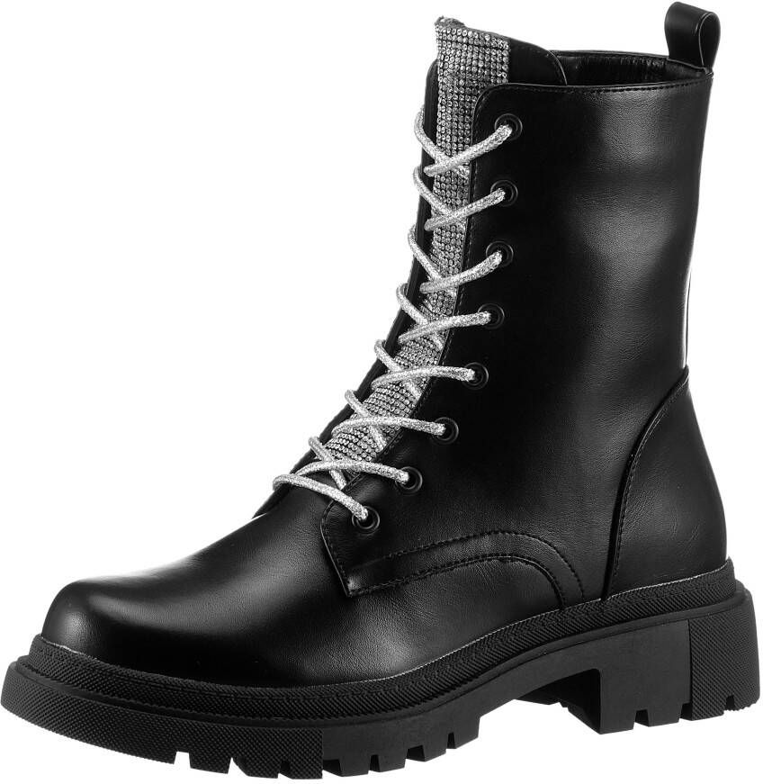 Aniston SHOES Veterschoenen enkellaars met glinsterende inzet nieuwe collectie