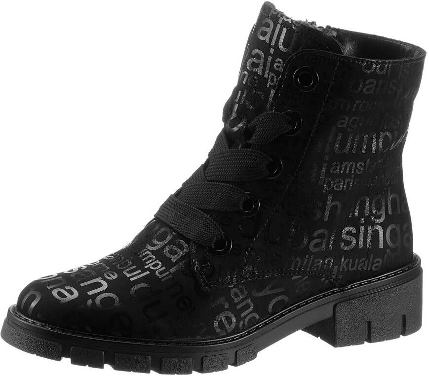 Ara Hoge veterschoenen DOVER met leuke 'lettering'-print