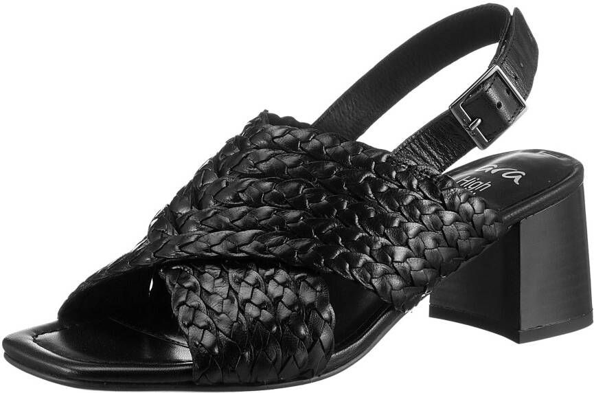 Ara Sandaaltjes Brighton zomerschoen sandaal blokhak in vlecht-look comfortabele breedte g
