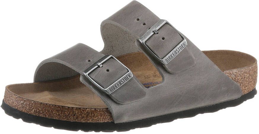 Birkenstock Slippers Arizona oiled SFB Leer met twee gespen