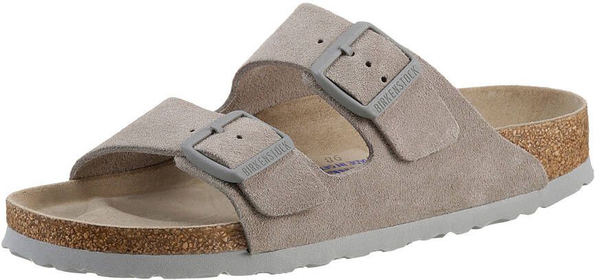 Birkenstock Slippers Arizona Suede SFB van leer smalle schoenwijdte