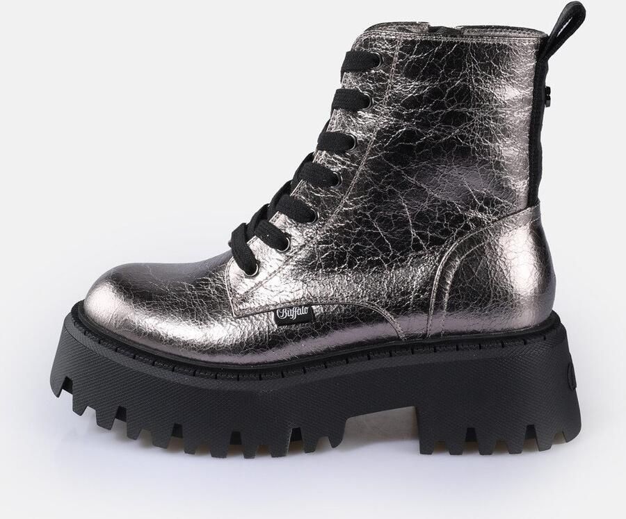 Buffalo Plateaulaarsjes Aspen Lace Up mid Veterboots plateaulaarzen profielzool in actuele metallic-look - Foto 4