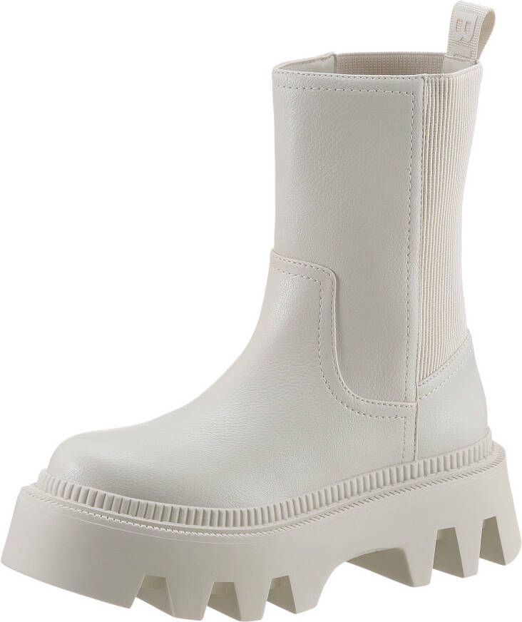 Buffalo Flora Chelsea Sneakers Dames Wit Leer