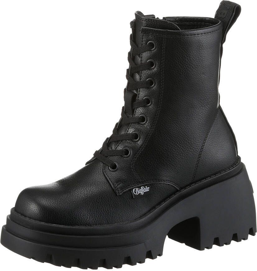 Buffalo Veterschoenen BRAVR LACE UP veterschoenen plateaustiefeletten hakken met memory foam