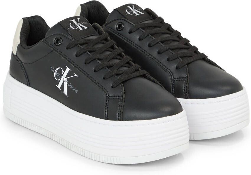 Calvin Klein Plateausneakers BOLD PLATF LOW LACE LTH ML MTL met zijlogo vrijetijdsschoen lage schoen veterschoen