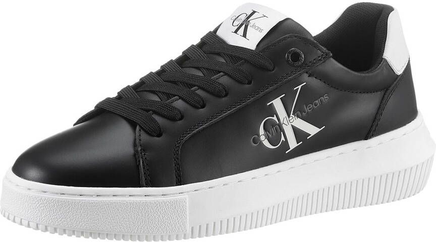 Calvin Klein Plateausneakers CHUNKY CUPSOLE MONO LTH WN vrijetijdsschoen lage schoen veterschoen met ck-opdruk aan de zijkant