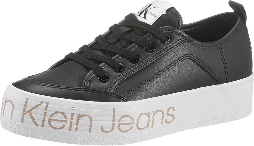 Calvin Klein Jeans Zwarte Casual Leren Dames Sneakers Black Dames - Foto 2