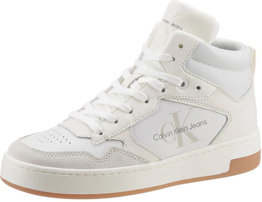 Calvin Klein Basket Cupsole Mid Mono Hoge sneakers Leren Sneaker Dames Wit - Foto 6
