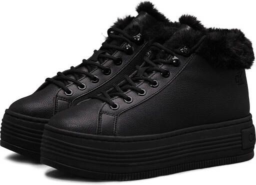 Calvin Klein Winterlaarzen BOLD PLATF LOW LACEUP MG LTH plateaulaarzen enkellaarsje high-top sneaker logo in de loopzool