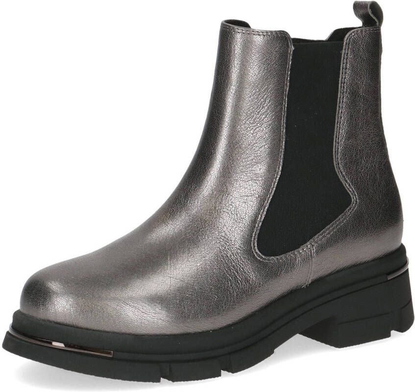 Caprice Chelsea-boots blokhak plateau enkellaarsje in opvallende metallic-uitstraling