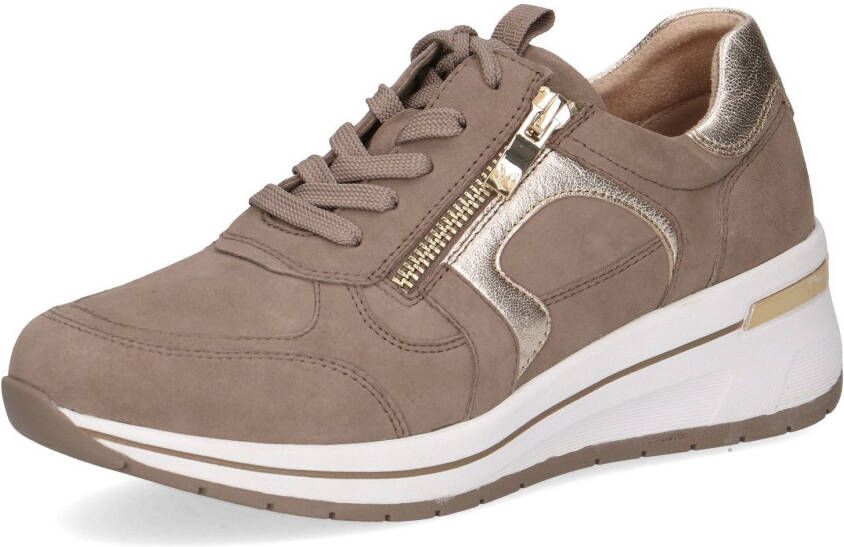 Caprice Sneakers met sleehak vrijetijdsschoen lage schoen veterschoen met contrastafwerking breedte h