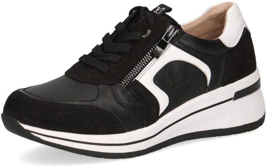 Caprice Sneakers met sleehak vrijetijdsschoen lage schoen veterschoen met contrastafwerking breedte h