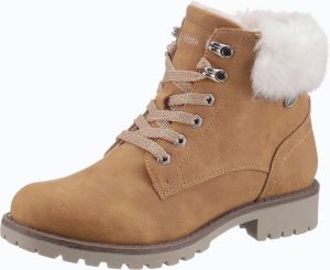 CITY WALK Hoge veterschoenen met imitatiebontkraag