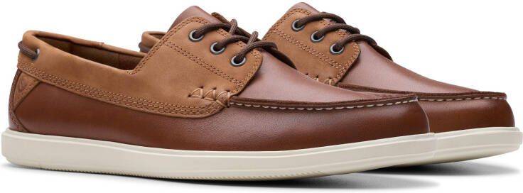 Clarks Veterschoenen Bratton Boat bootsschoen mocassin slip-on sneaker met siernaad