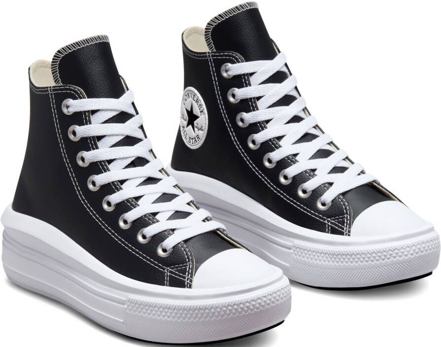 Converse CHUCK TAYLOR ALL STAR MOVE PLATFORM FOUNDATIONAL LEATHER Zwart - Foto 2