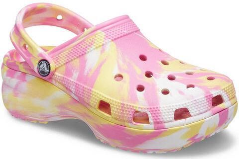Crocs Clogs Classic Platform Marbled Clog met pastelkleurig batikmotief