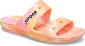 Crocs Slippers Classic Marbled Sandal met batikmotief