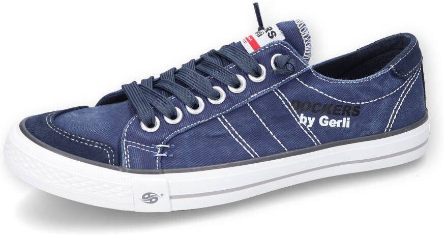 Dockers by Gerli Slip-on sneakers vrijetijdsschoen retro sneaker fake veters in coole jeanslook