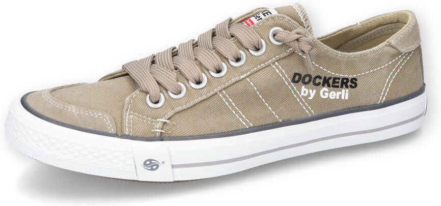 Dockers by Gerli Slip-on sneakers vrijetijdsschoen retro sneaker fake veters in coole jeanslook