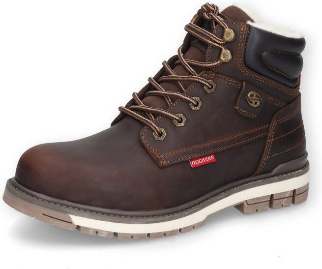 Dockers by Gerli Boots Heren Gevoerde Winterlaarzen Boots Leer Bruin 43LU110 - Foto 3
