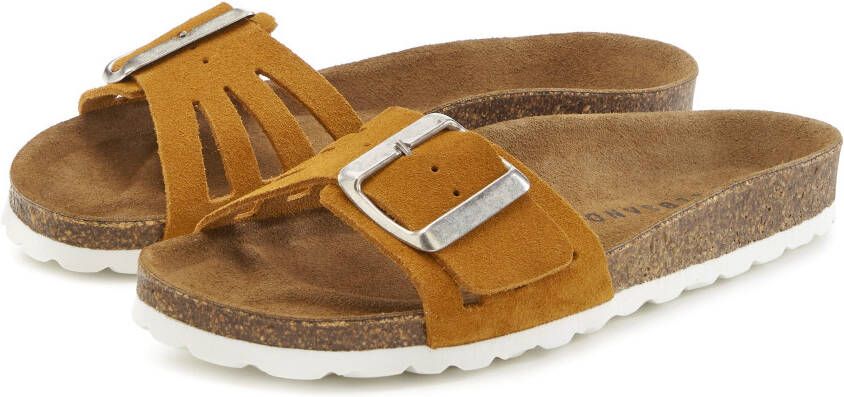 Elbsand Slippers Mule Sandalen open schoen van hoogwaardig leer met zacht comfortkurk voetbed