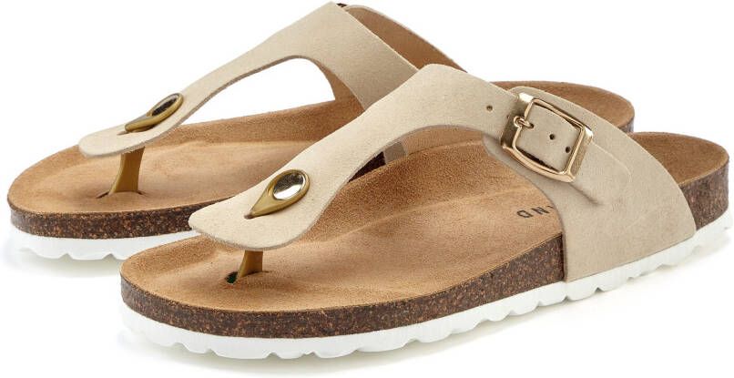Elbsand Slippers Mule Sandalen open schoen van hoogwaardig leer met comfortabel kurken voetbed unisex