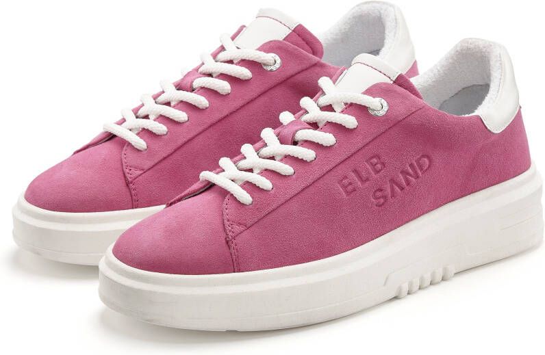 Elbsand Sneakers Veterschoen vrijetijdsschoen van leer met modieuze plateaus zool