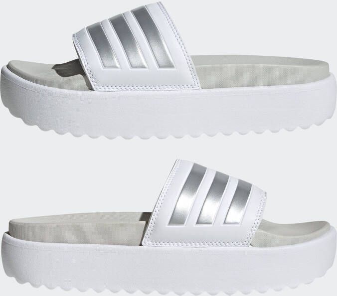 Adidas Women's Adilette Platform Slides Sandalen wit grijs - Foto 10