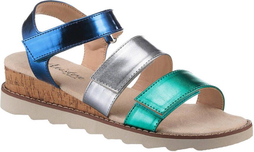 Aniston SHOES Sleehaksandaaltjes sandaal zomerschoen klittenbandschoen metallic-look nieuwe collectie