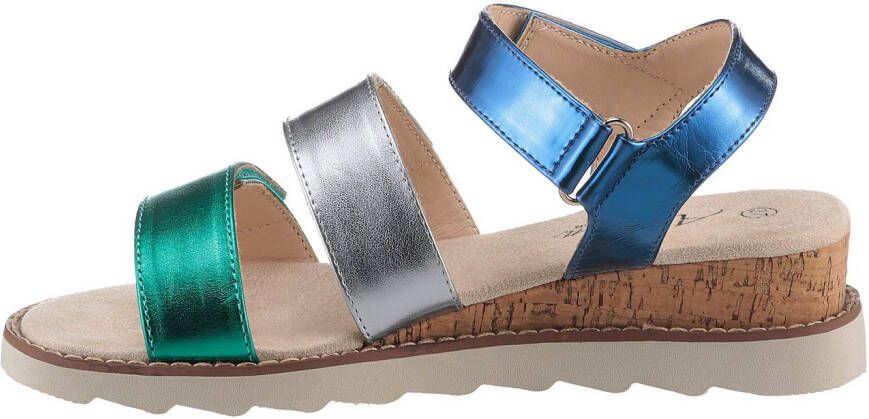 Aniston SHOES Sleehaksandaaltjes sandaal zomerschoen klittenbandschoen metallic-look nieuwe collectie