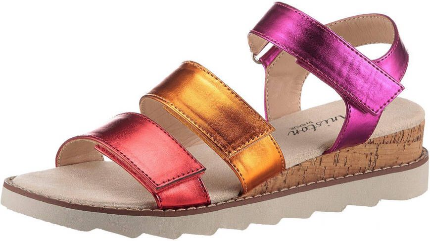 Aniston SHOES Sleehaksandaaltjes sandaal zomerschoen klittenbandschoen metallic-look nieuwe collectie