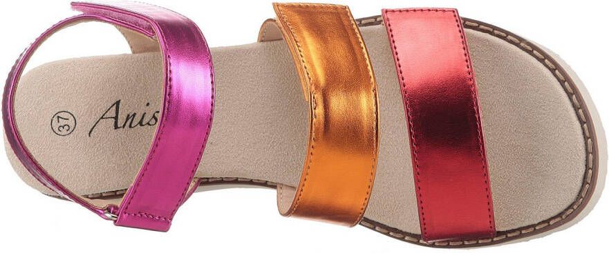 Aniston SHOES Sleehaksandaaltjes sandaal zomerschoen klittenbandschoen metallic-look nieuwe collectie