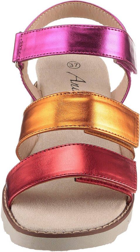Aniston SHOES Sleehaksandaaltjes sandaal zomerschoen klittenbandschoen metallic-look nieuwe collectie