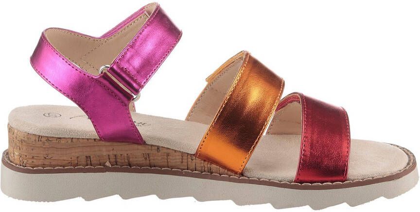 Aniston SHOES Sleehaksandaaltjes sandaal zomerschoen klittenbandschoen metallic-look nieuwe collectie