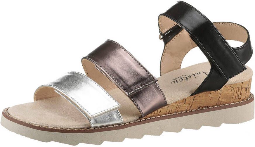 Aniston SHOES Sleehaksandaaltjes sandaal zomerschoen klittenbandschoen metallic-look nieuwe collectie