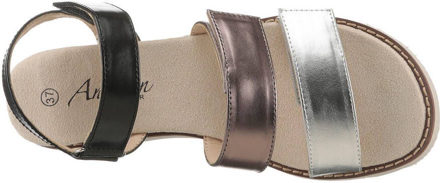 Aniston SHOES Sleehaksandaaltjes sandaal zomerschoen klittenbandschoen metallic-look nieuwe collectie