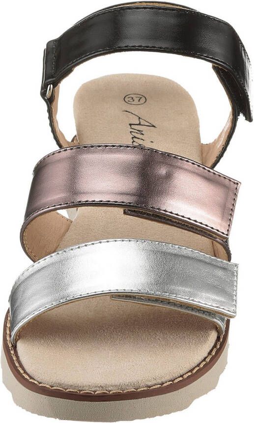 Aniston SHOES Sleehaksandaaltjes sandaal zomerschoen klittenbandschoen metallic-look nieuwe collectie