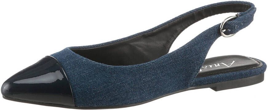 Aniston SHOES Slingback pumps flat zomerschoen lakpunt in smalle vorm