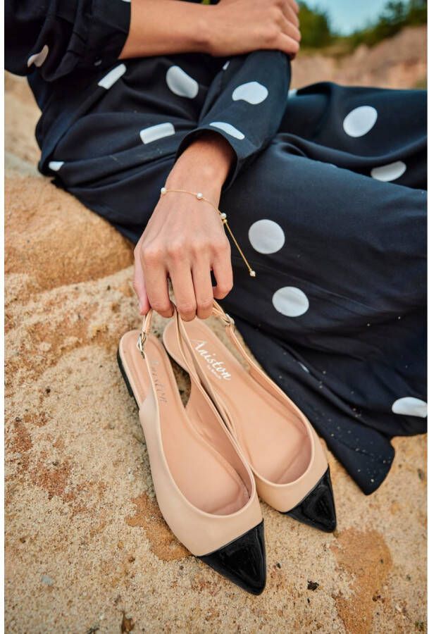 Aniston SHOES Slingback pumps flat zomerschoen lakpunt in smalle vorm