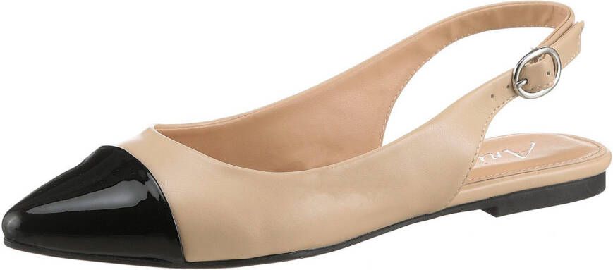 Aniston SHOES Slingback pumps flat zomerschoen lakpunt in smalle vorm