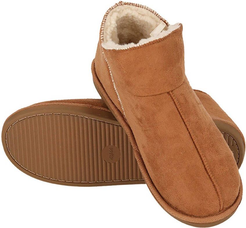Apollo Pantoffels LADIES HOME BOOTS SUEDE met logo-embossing en knusse warme binnenvoering