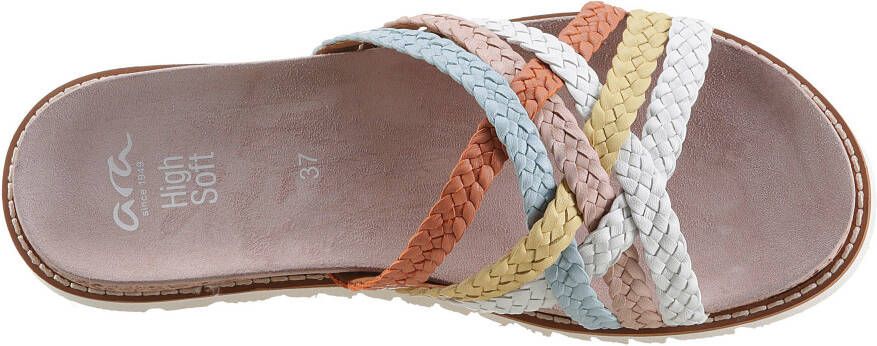 Ara Slippers KENT met kleurrijke vlechtriempjes